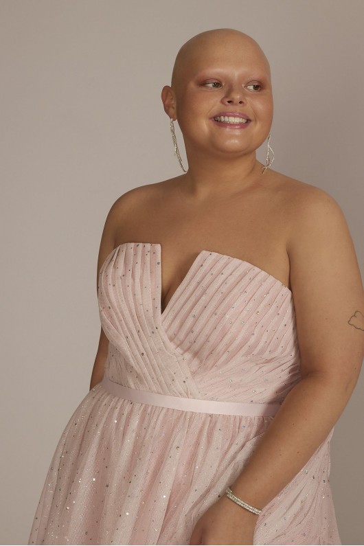 Plus Size V-Notch Strapless Sparkle Prom Gown Jules and Cleo D24NY22077W