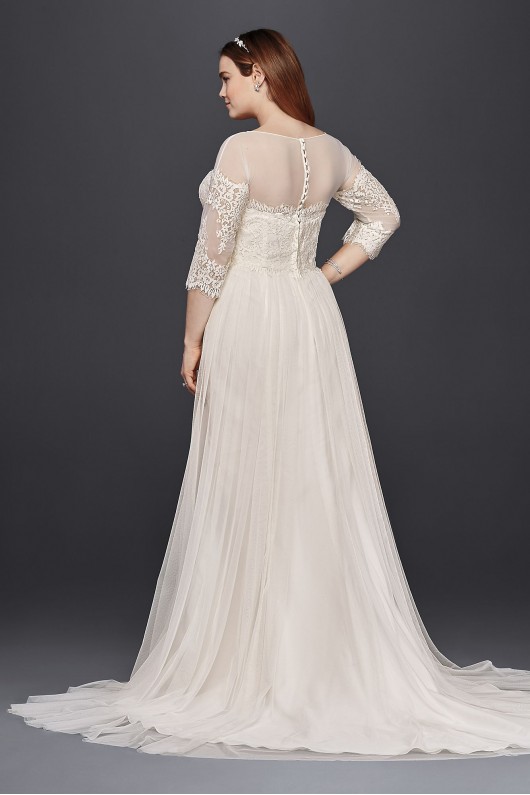 Plus Size Wedding Dress with Lace Sleeves 9WG3817