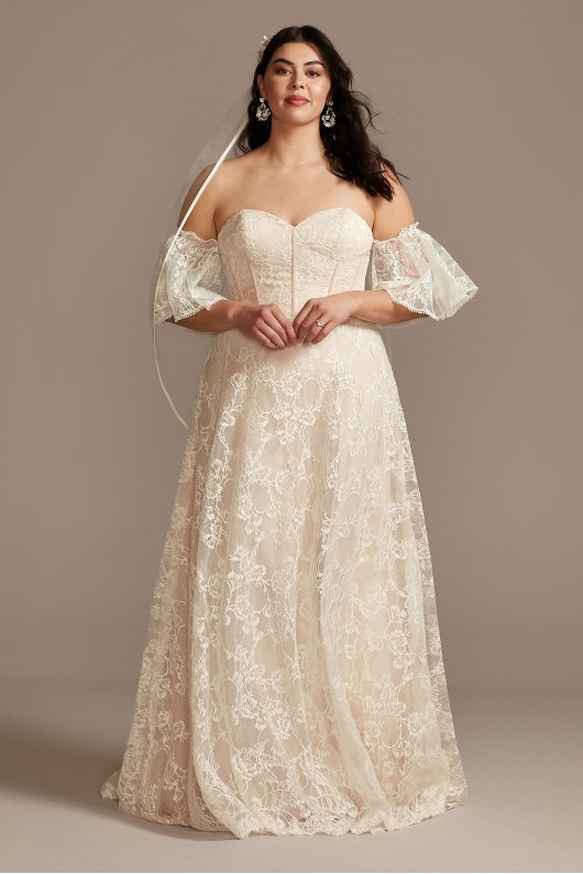 Plus Size Wedding Dress with Removable Sleeves 8MS161231