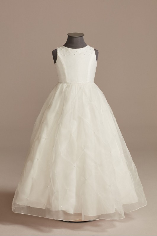 Puckered Flower Girl Dress with Hand-Placed Pearls DB Studio WG1426