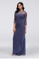 Ruched Illusion Mesh Sheath Gown with Jeweled Neck 1328331