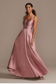 Satin Ball Gown with Deep-V Illusion Mesh Inset Speechless X41381QG5
