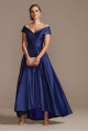 Satin Off the Shoulder Gown with Portrait Collar 3476X