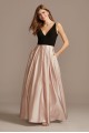 Satin Skirt Plunging-V Ball Gown with Pockets 2004BN