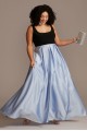 Satin Skirt Plus Size Gown with Illusion Sides 2176BNW