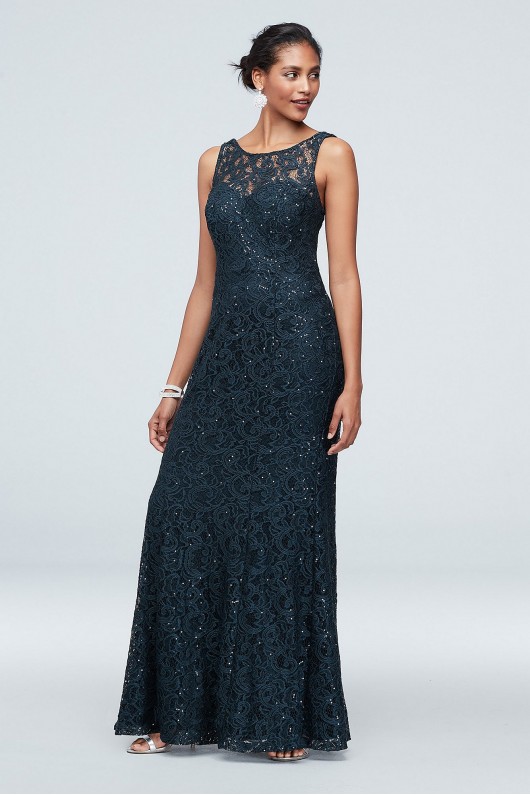 Sequin Lace Illusion 7119181 Gown with Embellished Capelet