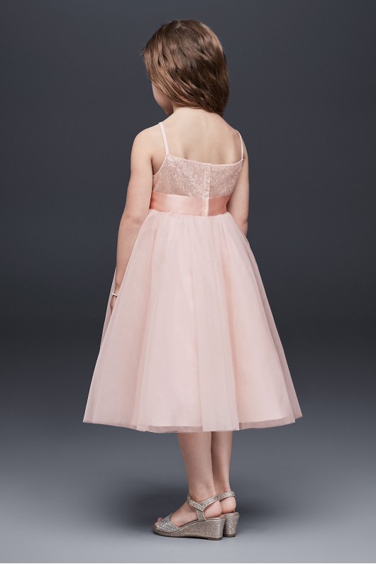 Sequin and Tulle Flower Girl Dress with Satin Sash WG1370