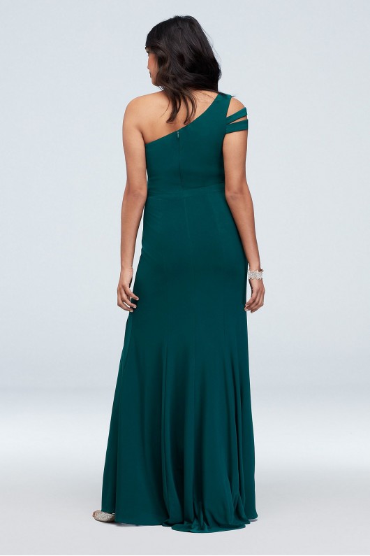 Sexy 2451XD Style Banded Asymmetric Sleeve Stretch Jersey Gown