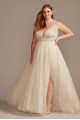 Sexy Plus Size 9SWG837 Beaded Plunging-V Illusion Wedding Dress