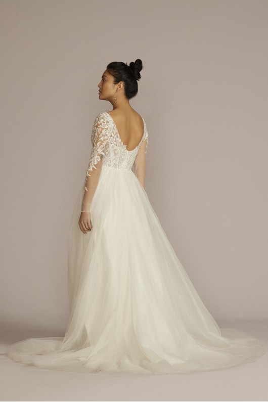 Sheer Boned Bodice Long Sleeve Wedding Dress DB Studio SLWG4036