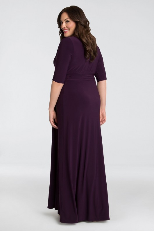 Shimmering Ruched Jersey Faux-Wrap Plus Size Gown 12182203
