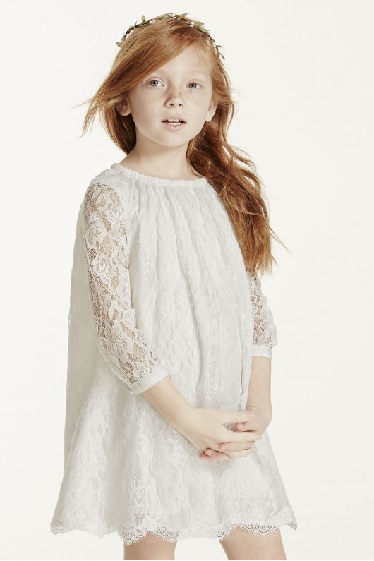 Short Lace Dress with Illusion Sleeves LK1355