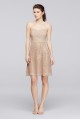 Short Metallic Lace Bridesmaid Dress with Pleating F19217M