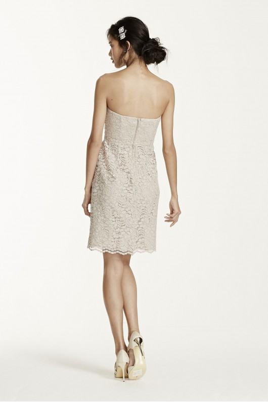 Short Strapless All Over Lace Dress F15620
