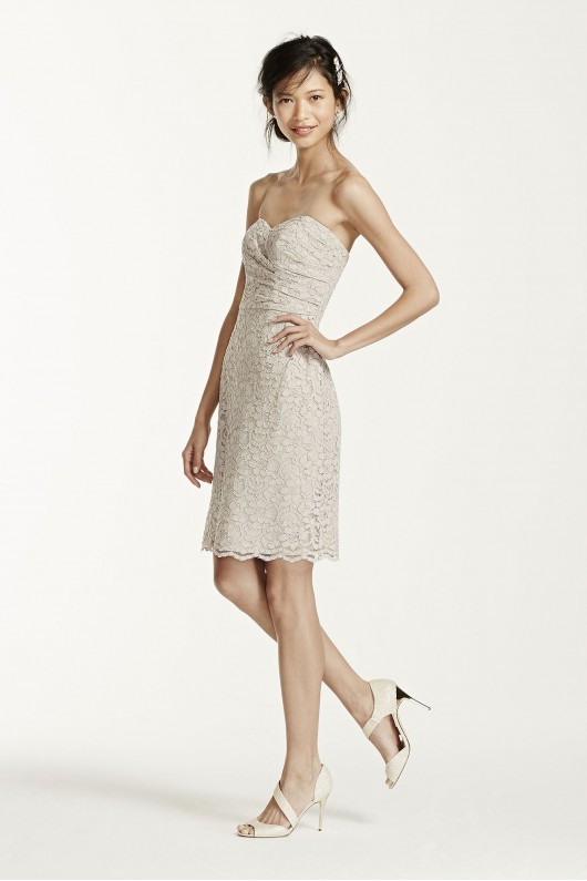 Short Strapless All Over Lace Dress F15620