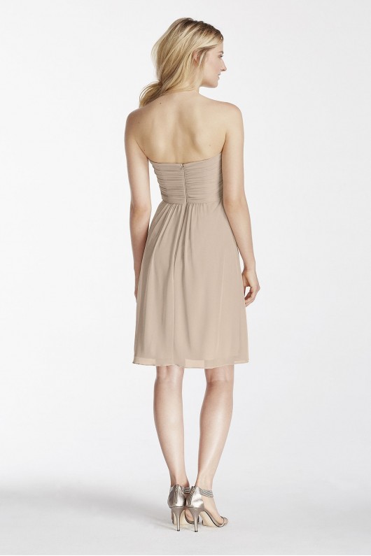 Short Strapless Bridesmaid Dress with Pleated Top F17048