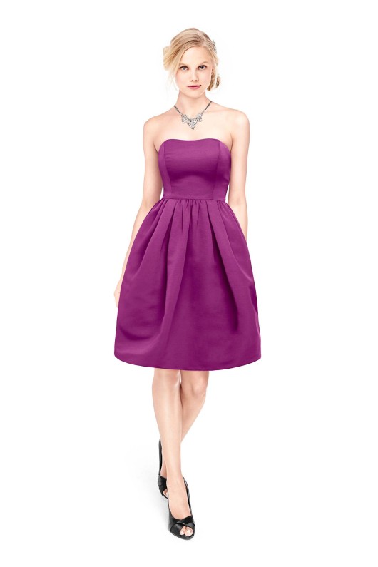 Short Strapless Faille Dress with Full Skirt F15810