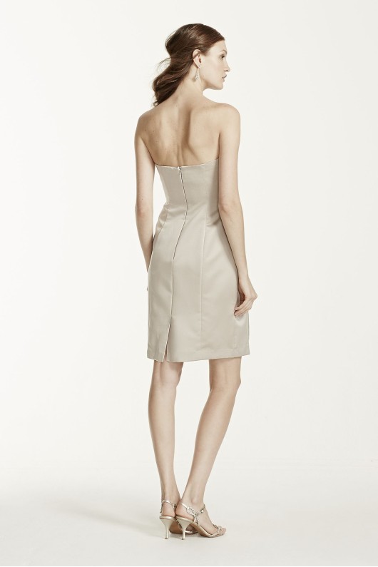 Short Strapless Satin Dress with Pleating F15103