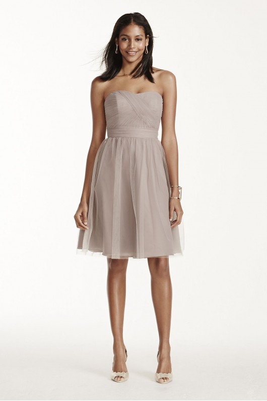 Short Strapless Tulle Dress with Full Skirt F17015
