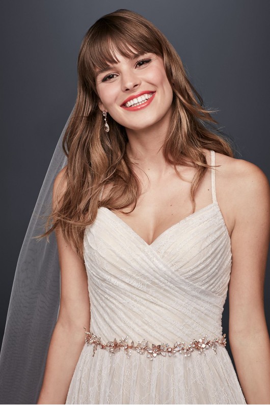 Soft Lace Wedding Dress with Pleated Bodice WG3823