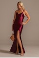 Spaghetti Strap Shiny Satin Gown with Slit Skirt  WBM2402V1