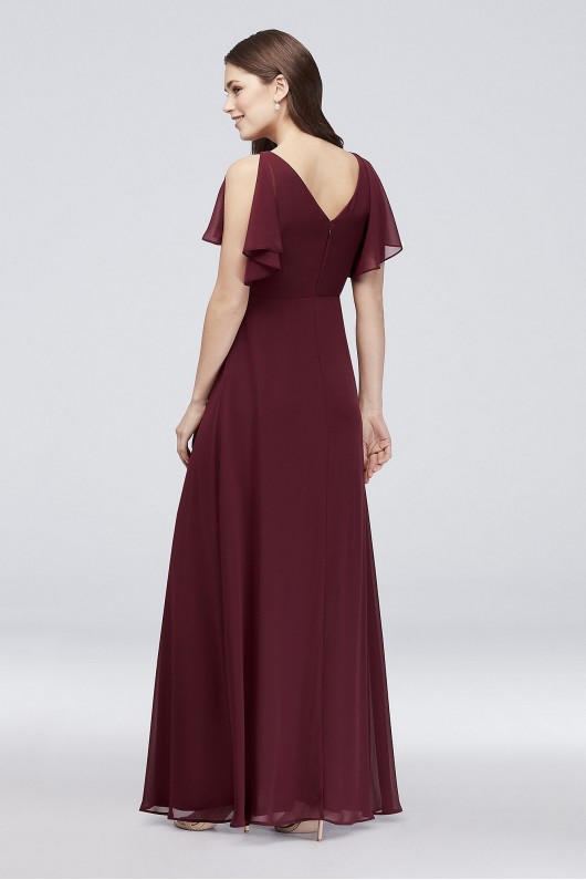 Split-Sleeve Chiffon Surplice Bridesmaid Dress Reverie W60012
