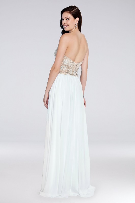 Strapless A-Line Chiffon Dress with Beaded Bodice 1811P5214