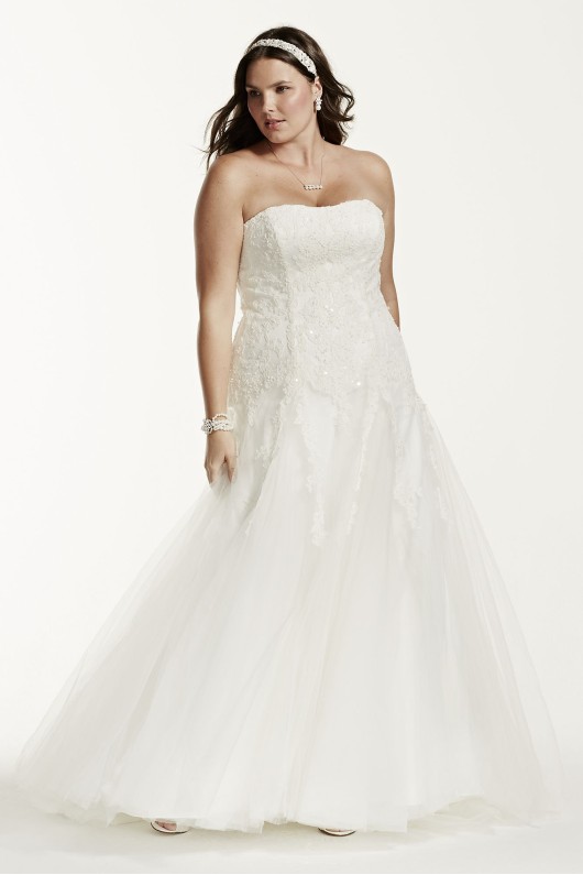 Strapless Beaded Lace Plus Size Wedding Dress Collection 9NTV3469