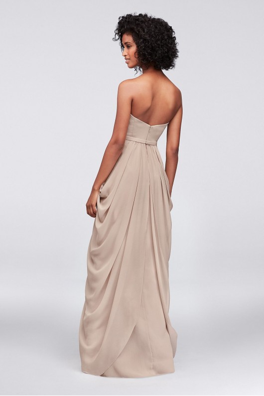 Strapless Bridesmaid Dress with Draped Swag Skirt F19650
