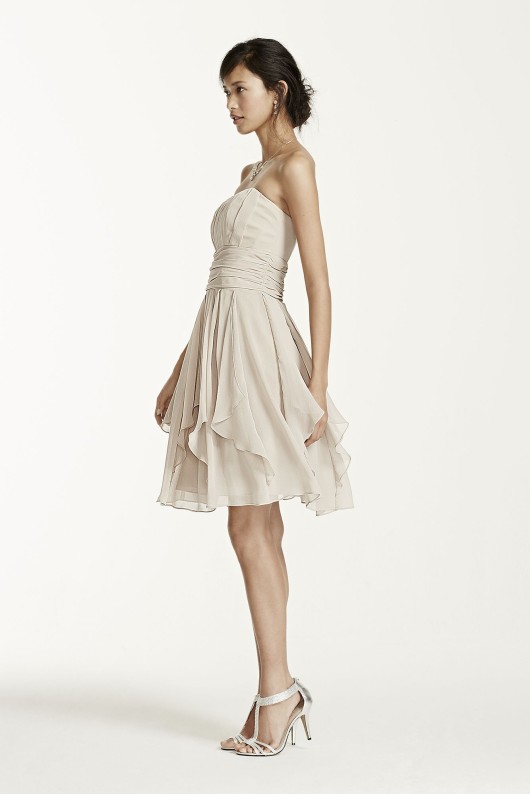 Strapless Chiffon Dress with Layered Skirt F14169