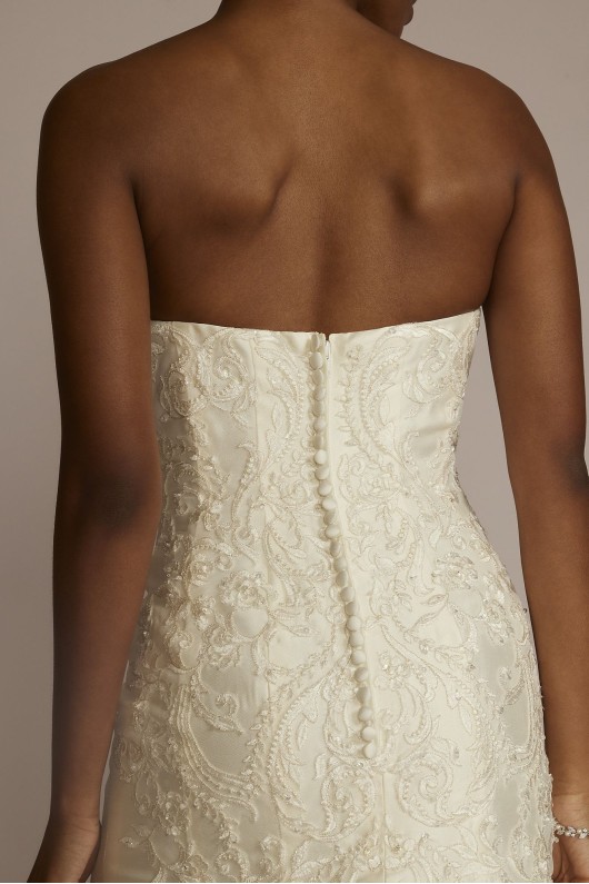 Strapless Drop Waist Lace Tall Wedding Dress Oleg Cassini 4XLCWG934