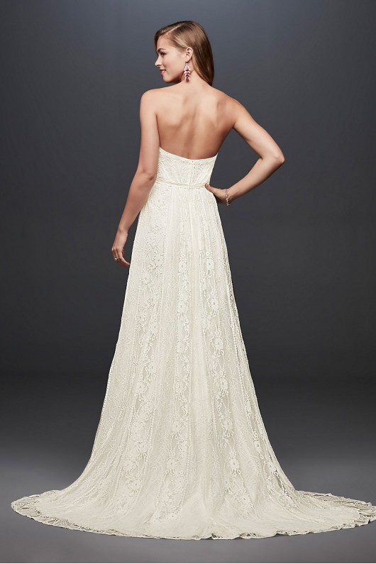 Strapless Linear Lace Sheath Wedding Dress WG3782