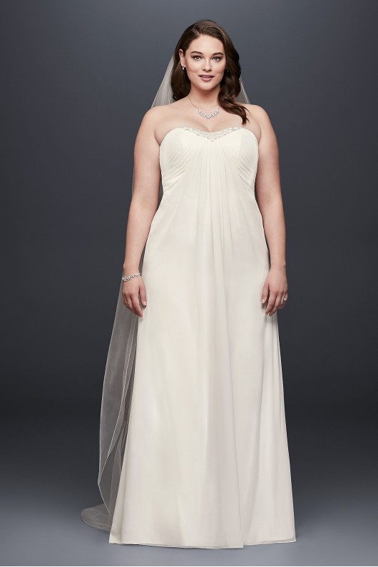 Strapless Pleated Chiffon Plus Size Wedding Dress Collection 9OP1323