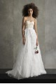 Strapless Sweetheart Neckline Long Lace Cascade VW351502 Wedding Dress