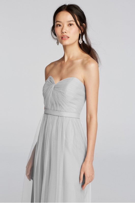 Strapless Tulle Long Dress with Removable Belt W10888