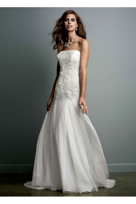 Strapless Tulle Wedding Gown with Lace Embroidery WG3492