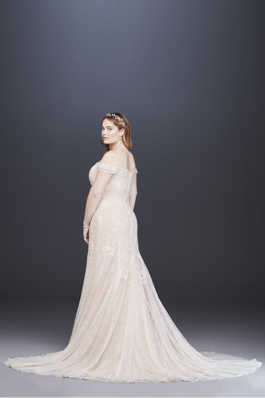 Swag Sleeve Layered Lace Plus Size Wedding Dress 8MS251196