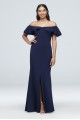 Tiered Flounce Off-the-Shoulder Crepe Gown 21692