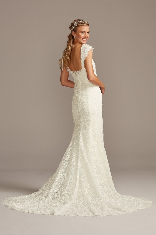 Timeless Chantily Lace Fit and Flare Wedding Dress with Cap Sleeves Style MS251206