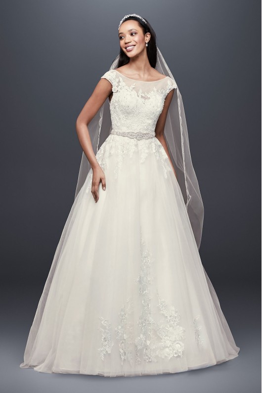 Tulle and Lace Cap Sleeve A-Line Wedding Dress Collection WG3906
